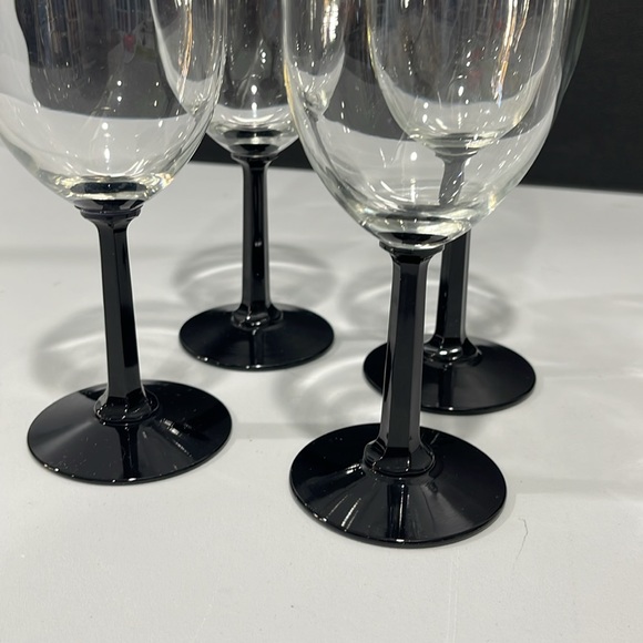 Vintage Octagonal-Shaped Black Stems wine water glasses set of 4 - Picture 5 of 11
